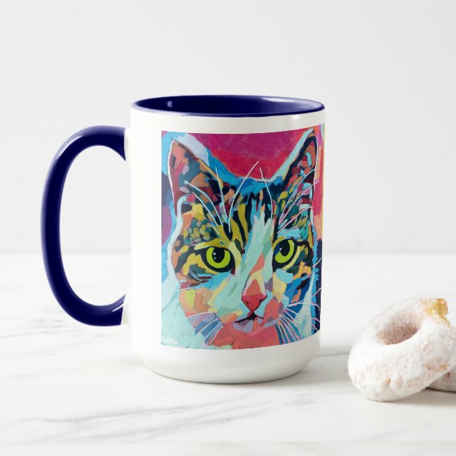 Mug Custom Cat Portrait Painting - Forever Loved Pet (Avec donut)