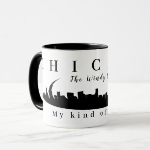 Mug Custom Chicago, Windy City, Skyline Silhouette