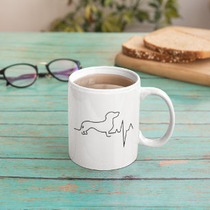 Mug Custom Cute Valentine's Day Thème Heartbeat Chien