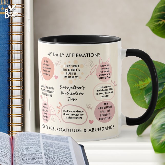 Mug Custom Daily Affirmations Christian Bible Verse (Personalized affirmation mug with inspirational Christian quotes. Ideal all-year gift for Christians)