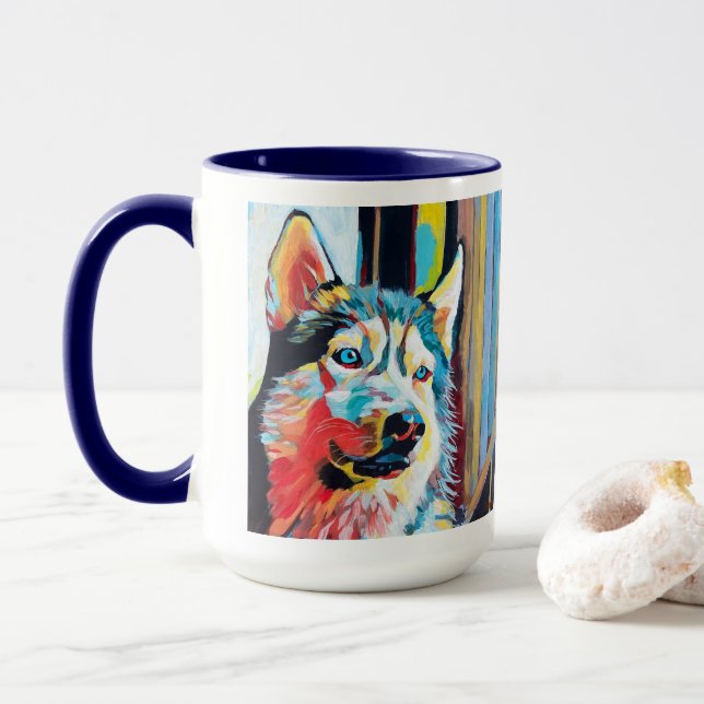 Mug Custom Dog Portrait Painting - Forever Loved Pet (Avec donut)