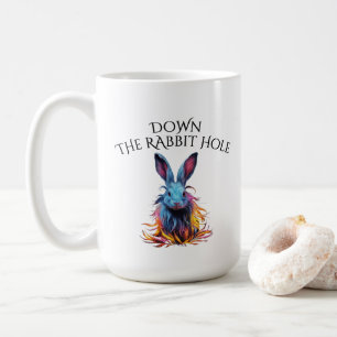Mug Custom Down Rabbit Hole Blue Bunny