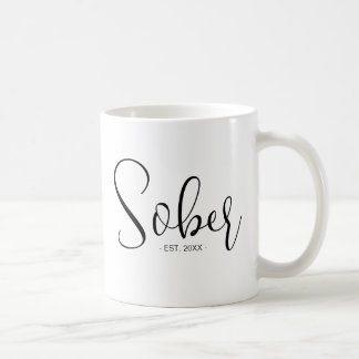 Mug Custom Est Sober Calligraphy Black White