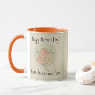 Mug Custom Happy Mother's Day amber line roses