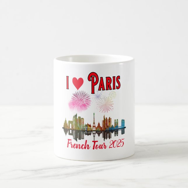Mug Custom I Love Paris at Night Skyline Fireworks (Centre)