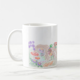 Mug Custom Kids Artwork, deux mignonnes souris, fleurs