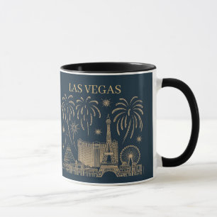 Mug Custom Las Vegas Skyline Gold Line Art Vintage