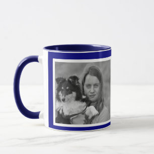 Mug Custom Modern Navy bleu 2 photo collage