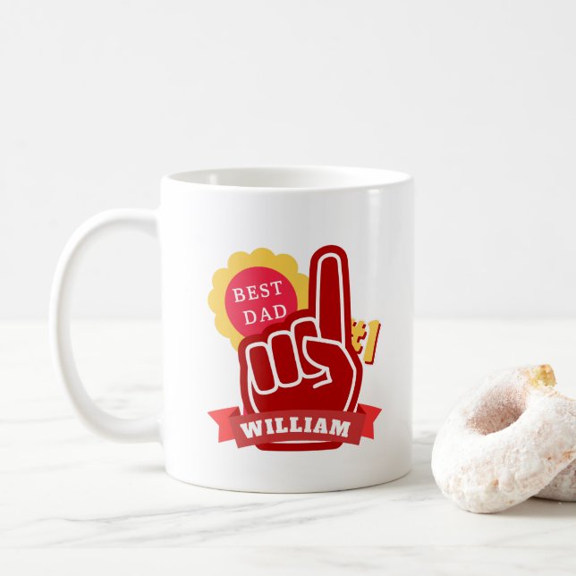 Mug Custom Name Best Dad No 1 Father's Day Gift (Avec donut)