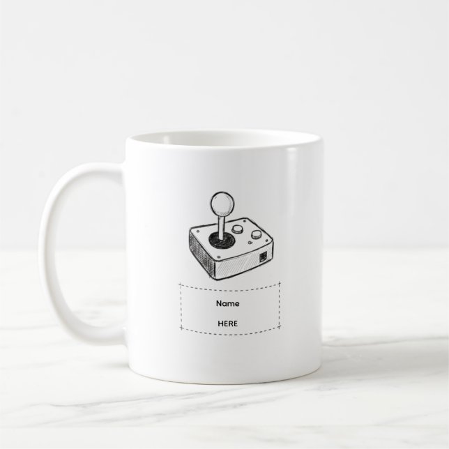 Mug Custom Name Retro Joystick Gamer Sketch (Gauche)