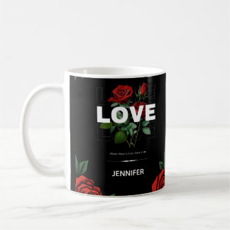 Mug Custom Name Romantic Floral Gift for Valentine