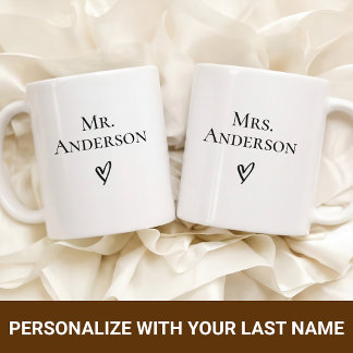Mug Custom Newlyweds Last Name Mug, Wedding Wife Gift