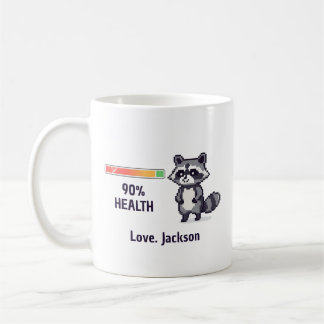 Mug Custom Pixel Raccoon Health Bar Funny