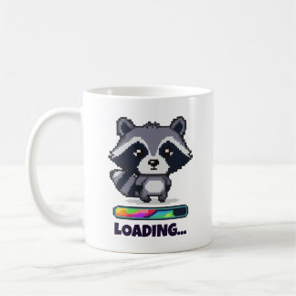 Mug Custom Pixel Raccoon Loading Bar Funny