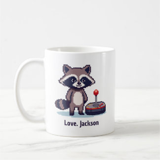 Mug Custom Pixel Raccoon With Joystick
