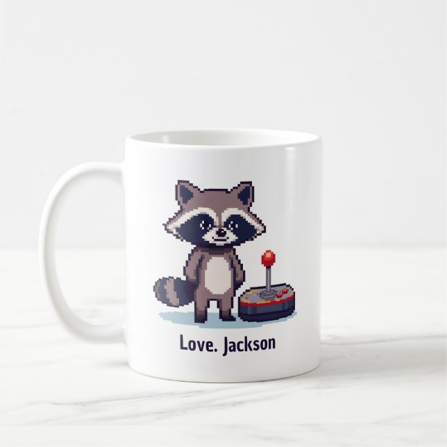 Mug Custom Pixel Raccoon With Joystick (Gauche)
