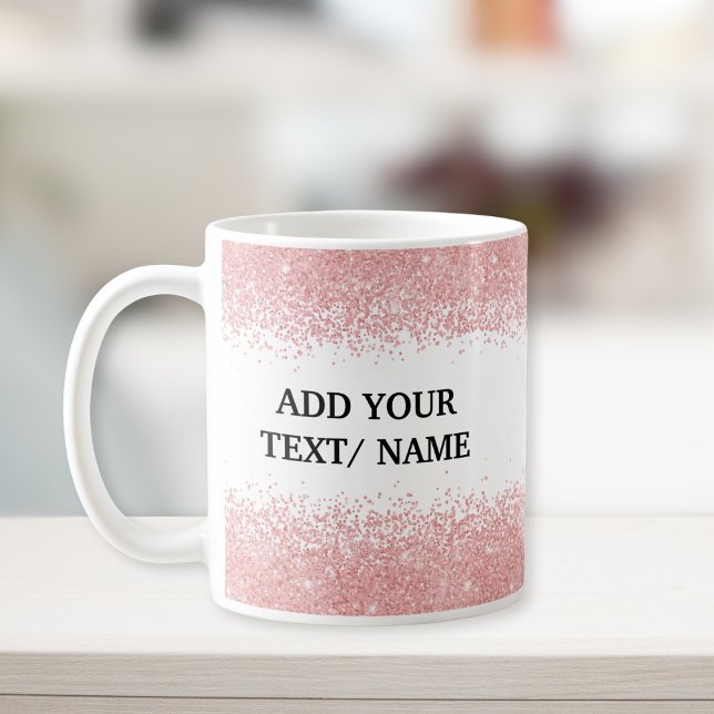 Mug Custom Rose Gold Glitter -Personalized Name  (Créateur téléchargé)