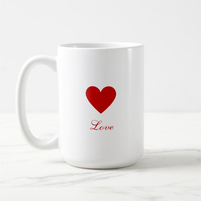 Mug Custom Simple Red Heart Love (Gauche)