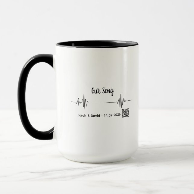 Mug Custom Soundwave Song Code Mug-Personalized Voice  (Gauche)