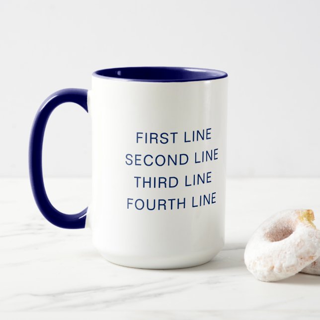 Mug Custom Text Personalized Navy 15 oz Combo (Avec donut)