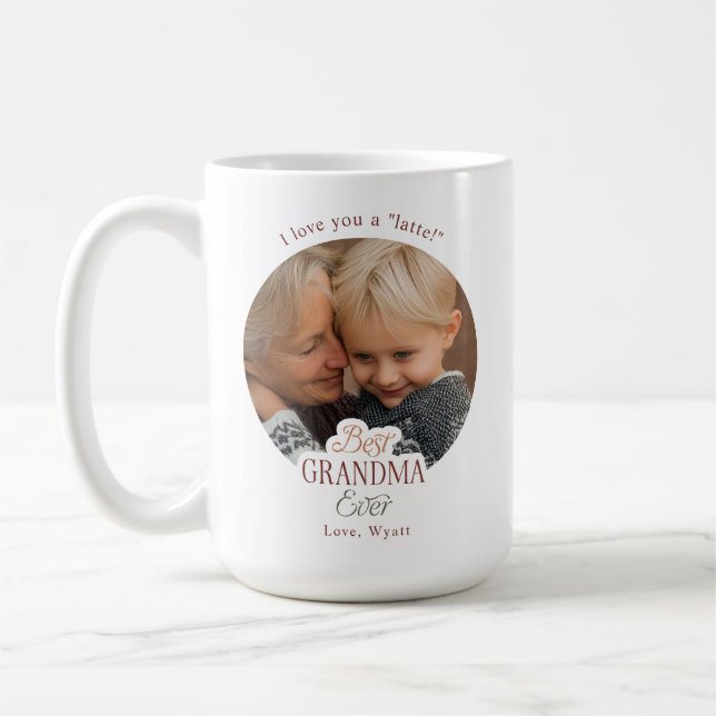 Mug Custom Text Photo Best Grandma Ever (Gauche)