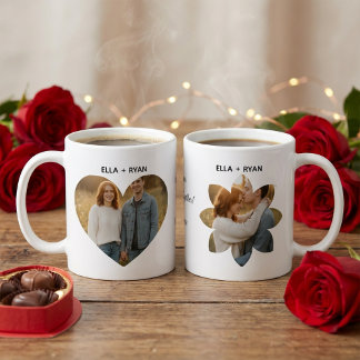 Mug Custom Valentine's Day Heart & Flower Photo 