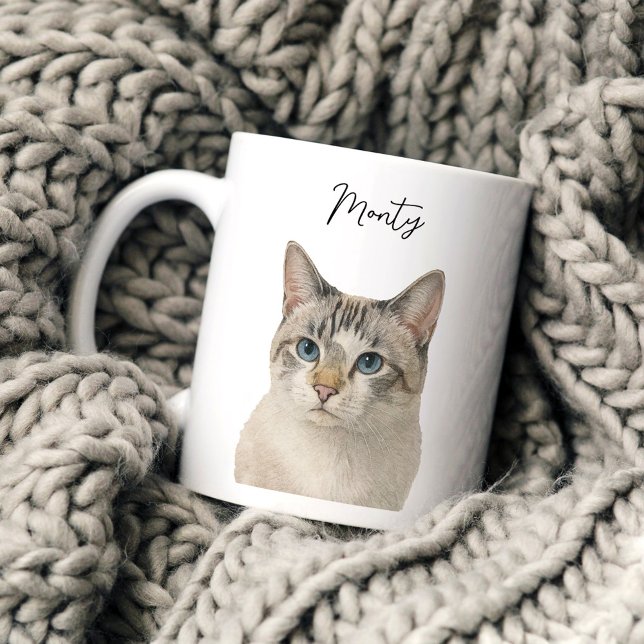 Mug Custom Watercolor Pet Cat Portrait (Créateur téléchargé)