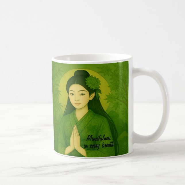 Mug Custom Zen Méditation art Mindfult Yoga Vert (Droite)