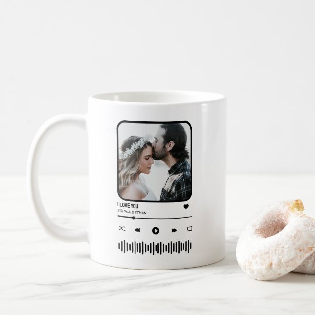 Mug Custome Photo Song Playlist Couple Valentine's Day (Avec donut)