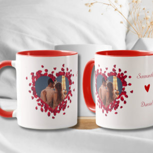 Mug Customisé 2 Photos Collage Coeur Coeur Coeur Rose 