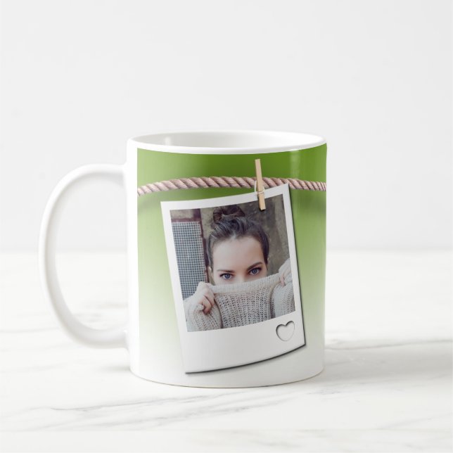 Mug Customizable mug, photo frame, green background (Gauche)
