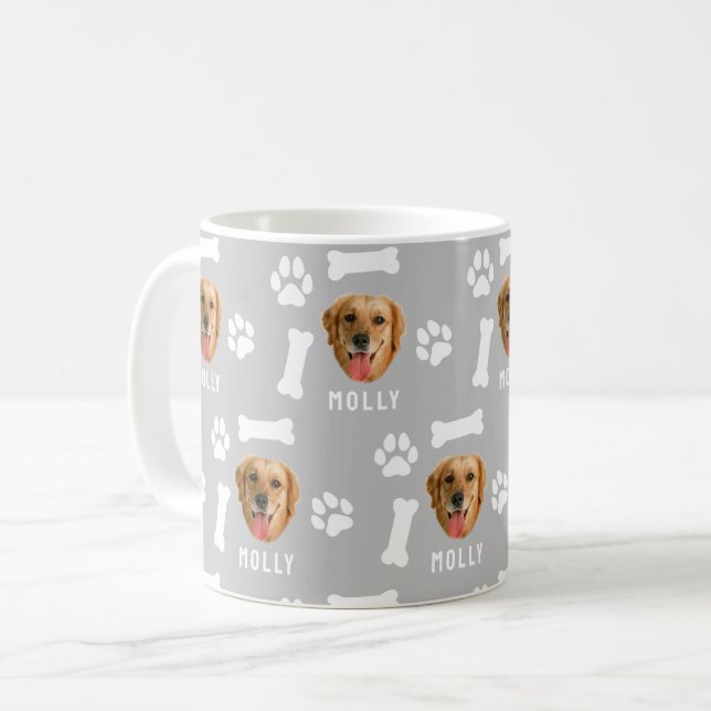 Mug Customized Dog Pet Photo & Name Gray (Devant gauche)