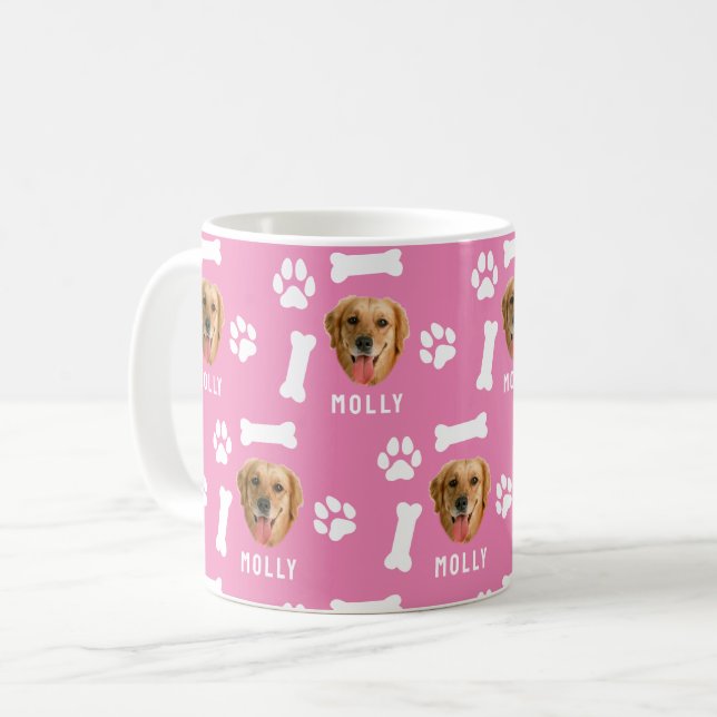 Mug Customized Dog Pet Photo & Name Pink (Devant gauche)