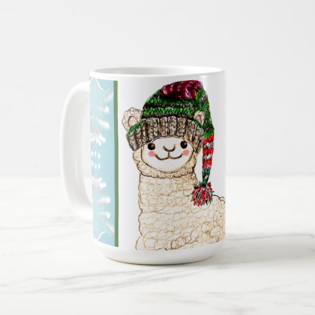 Mug Cute alpaca with festive hat (Devant gauche)