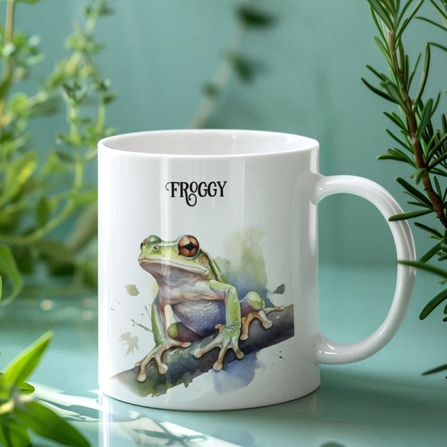 Mug Cute Aquarelle Arbre Frog, personnalisé (Créateur téléchargé)