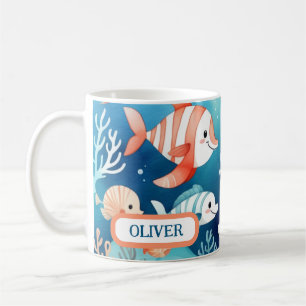 Mug Cute Aquarelle Coral Poisson Personnalisé