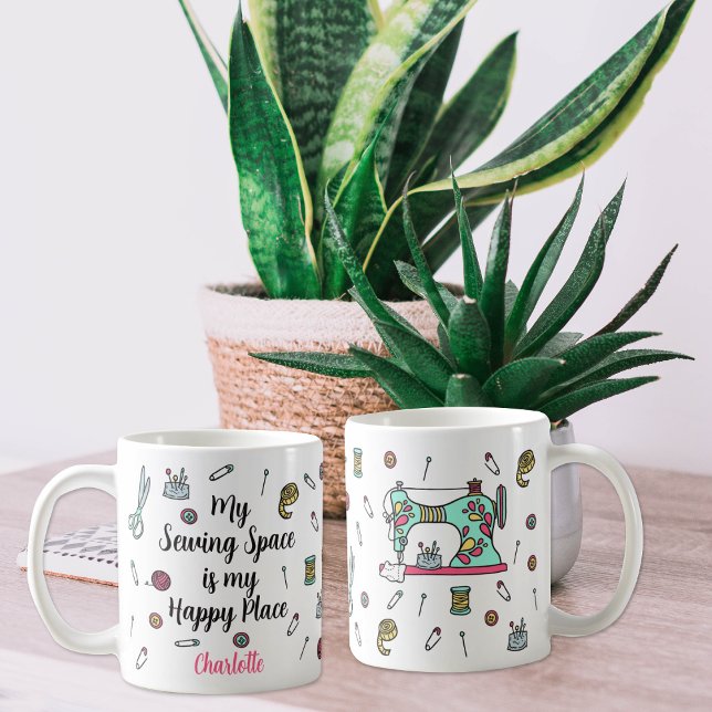 Mug Cute Aquarelle Retro Machine à coudre Personnalisé (Créateur téléchargé)