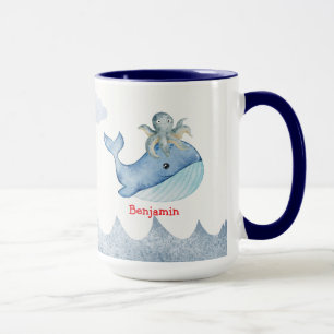 Mug Cute arc-en-ciel poulpe Poisson de baleine Fête d'
