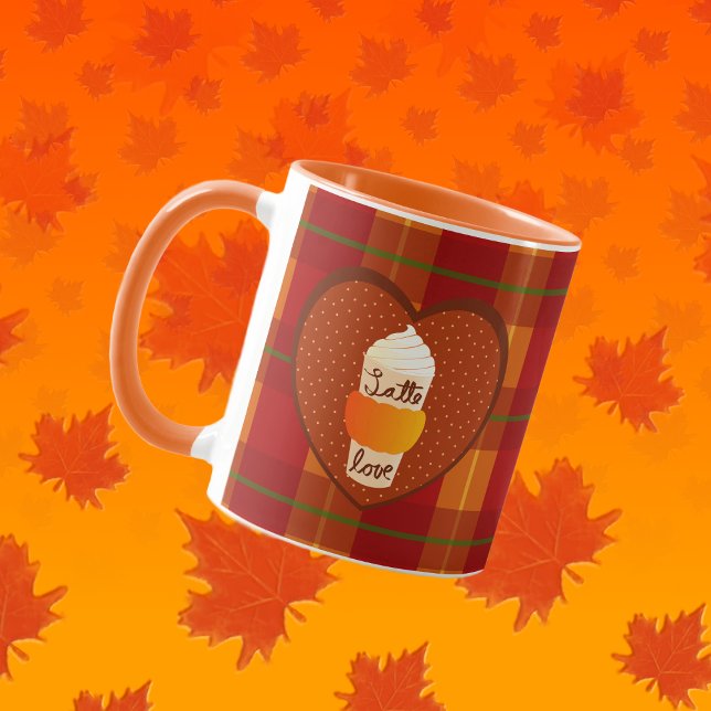Mug Cute automne Plaid Orange Citrouille épice Latte L (Créateur téléchargé)