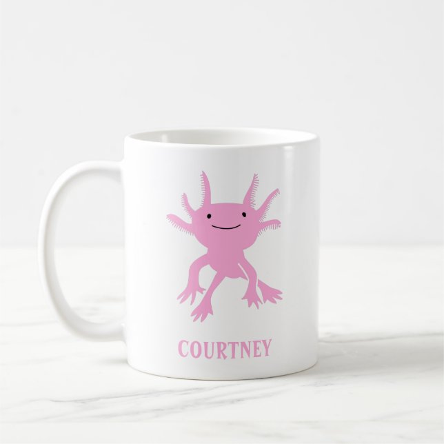 Mug Cute Axolotl Salamander rose Personnalisée (Gauche)