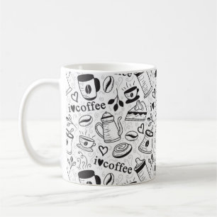 Mug Cute Black and White Coffee Love I Love Coffee