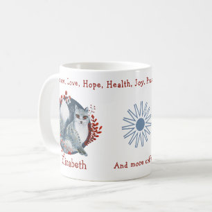 Mug Cute Blue Polar Fox, Floral En Arrière-Plan. Chic,