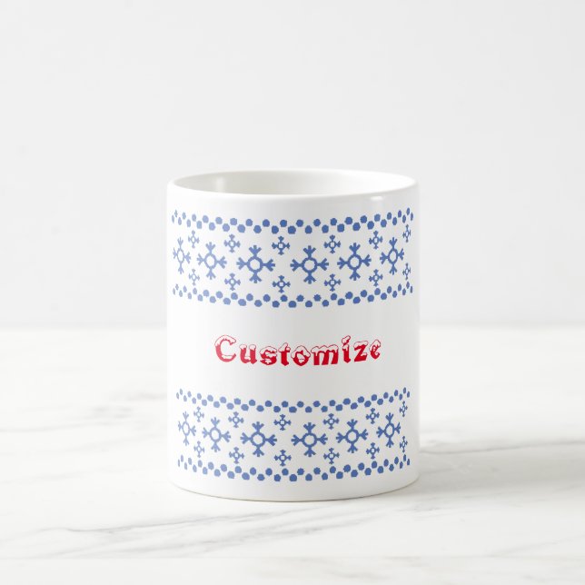 Mug Cute Blue Snowflakes Motif Thunder_Cove (Centre)