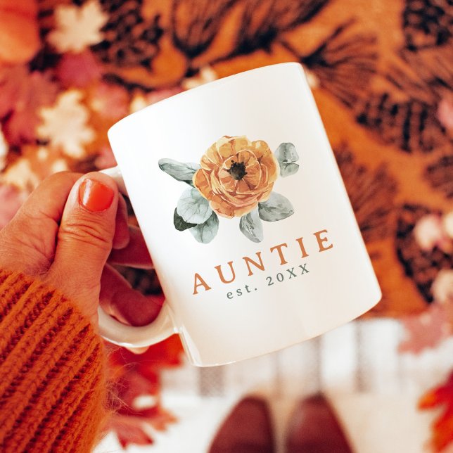 Mug Cute Boho Terracotta Floral Green Tante Est. (Créateur téléchargé)