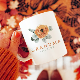 Mug Cute Boho Terracotta Floral Greenery Grandma Est.