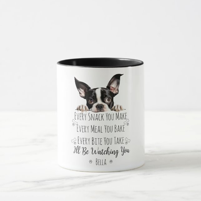 Mug Cute Boston Terrier Chien drôle Personnalisé (Centre)