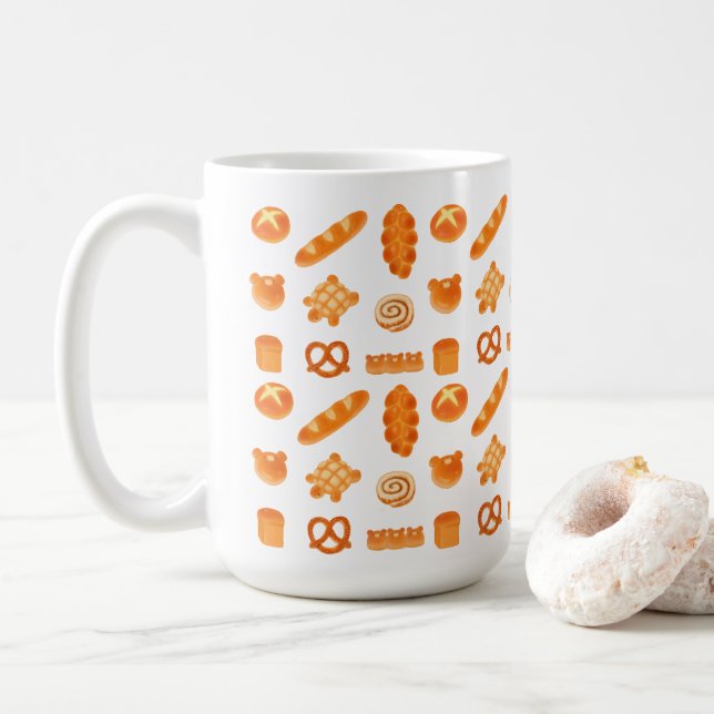 Mug Cute Bread Bakery Pan Bear Turtle French Roll  (Avec donut)