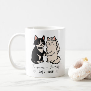 Mug Cute Bride & Groom chats nom personnalisé mariage