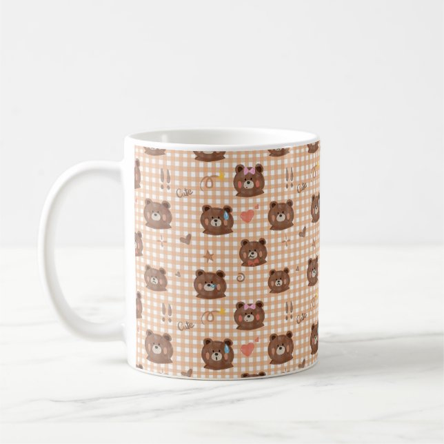 Mug Cute Brown Ours en Teddy Motif sans couture avec C (Gauche)