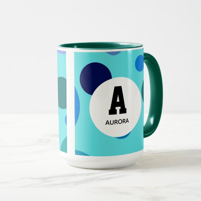 Mug Cute Bubble design with Customizable Name Initial (Devant droit)